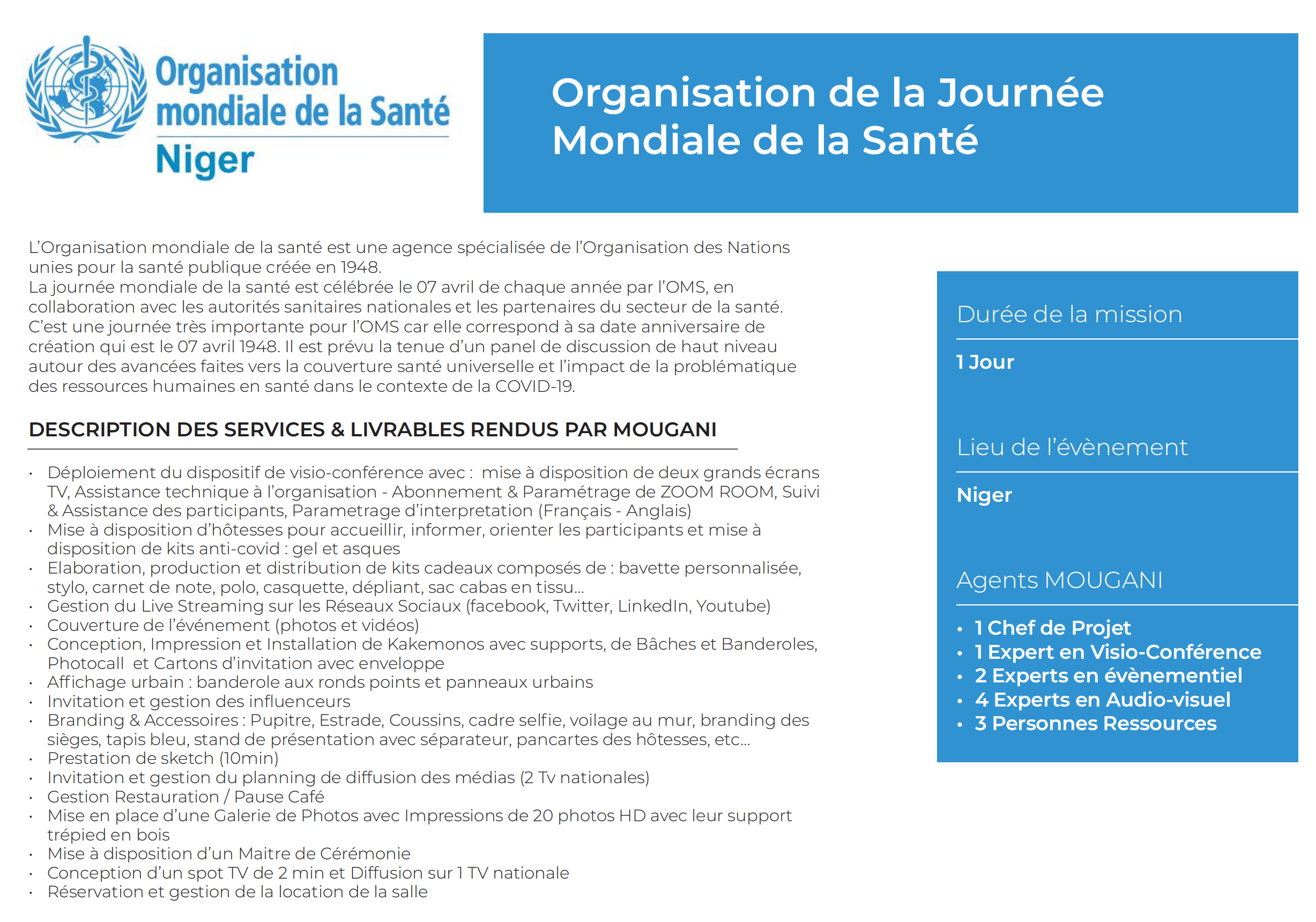 Organisation de la Journée Mondiale de la Santé