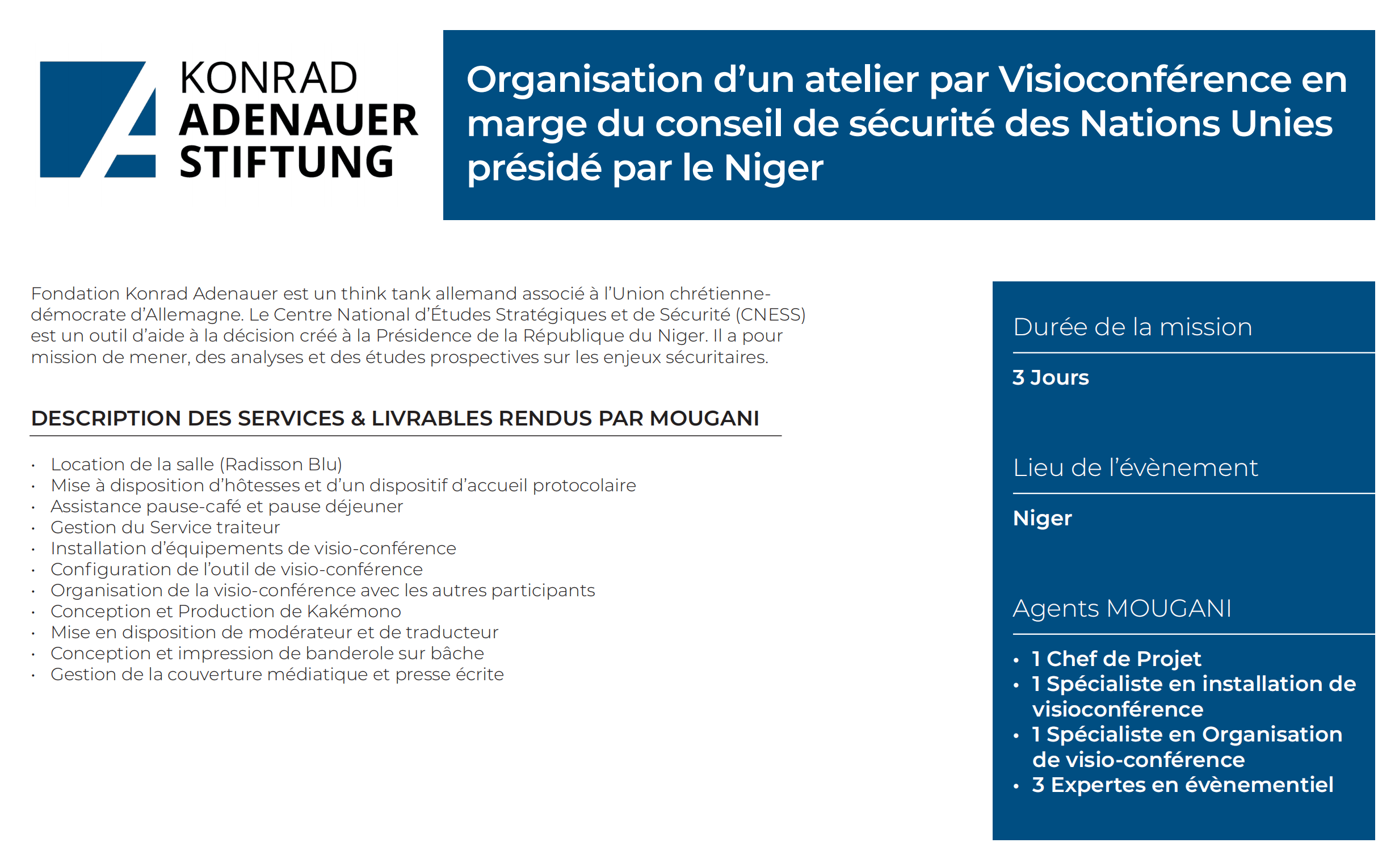 Organisation d'atelier en marge du conseil de sécurité des Nations Unies