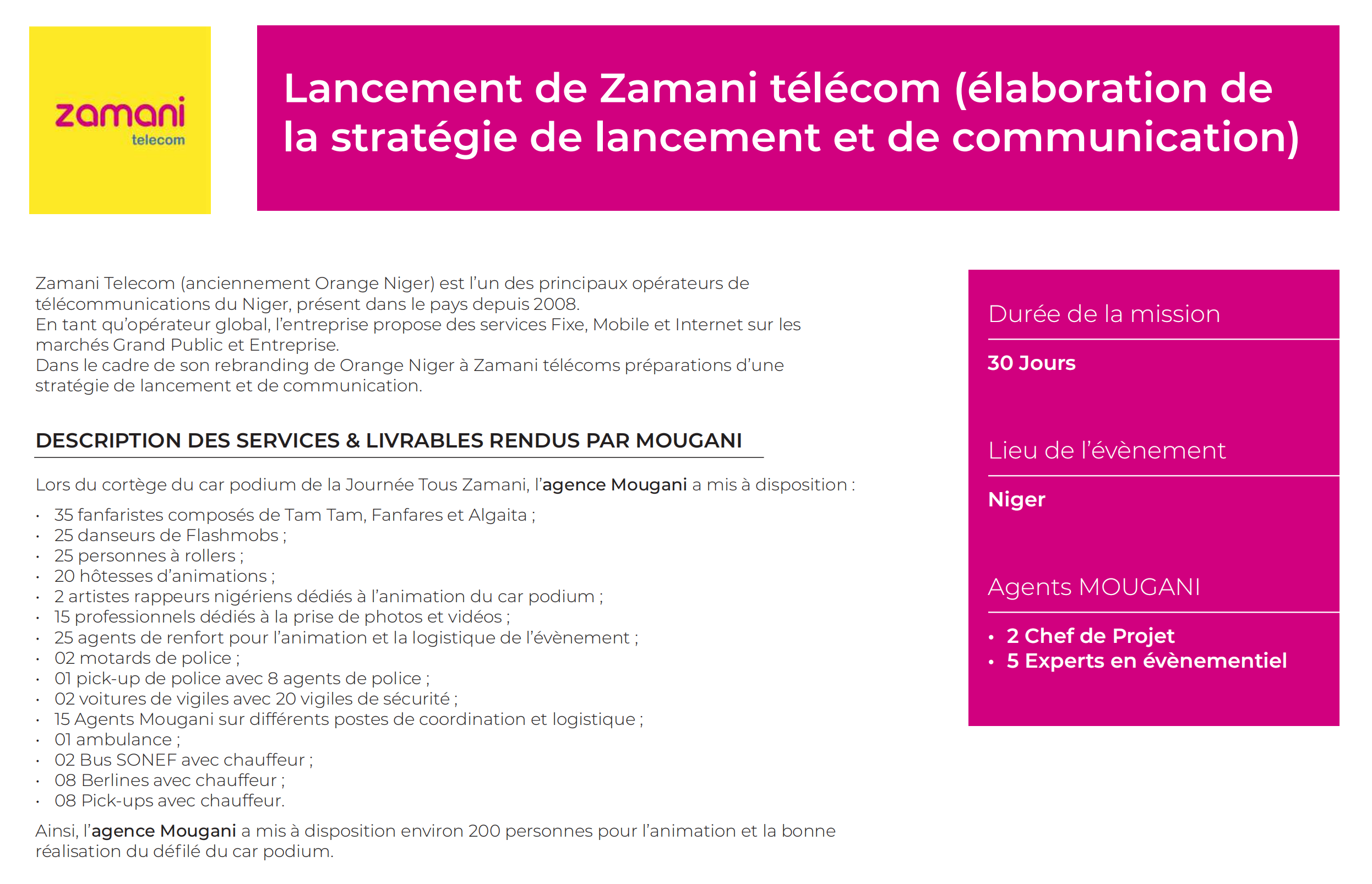 Lancement de Zamani Télécom